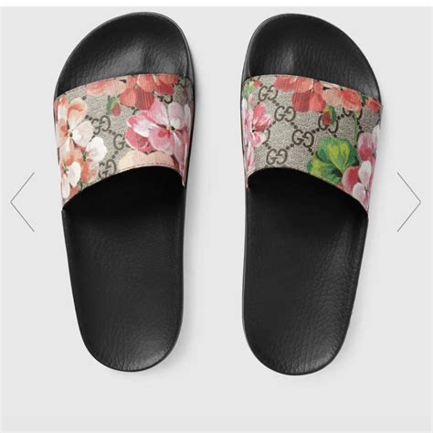 gucci slides fur floral|Gucci women's slides clearance sale.